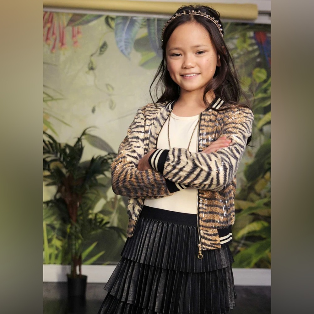 Hannah Banana Sequin Leopard Print Jacket